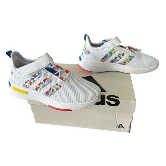 Adidas Racer TR 23 EL Big Kids 6.5 ID7920 White with Geometric Designs - Picture 2 of 12